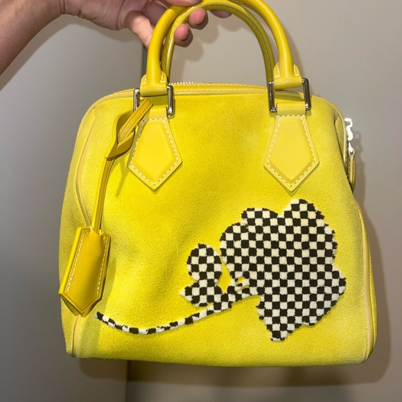 LOUIS VUITTON Speedy 20 Cube Illusion Fleur Yellow Suede pre owned - Picture 13 of 16